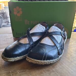 Josef Seibel Womens Black Fisherman Rosalie Sandal 6-6.5 EU 37 Leather Sunflower